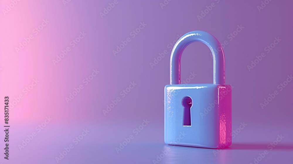 Colorful padlock on gradient background representing security, privacy, and protection, ideal for web design and technology concepts. 3D Illustration. Colorful padlock on gradient background representing security, privacy, and protection, ideal for web design and technology concepts. 3D Illustration.