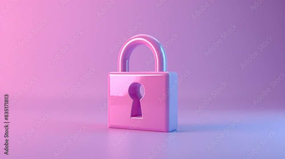 Colorful pink padlock against pastel background, representing security, privacy, and protection in a modern and vibrant aesthetic. 3D Illustration. Colorful pink padlock against pastel background, representing security, privacy, and protection in a modern and vibrant aesthetic. 3D Illustration.
