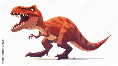 A cartoon illustration of a predatory dinosaur raptor animal character isolated on a white background