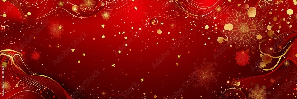 Rich red and gold abstract background with national symbols, celebratory elements, and star patterns
