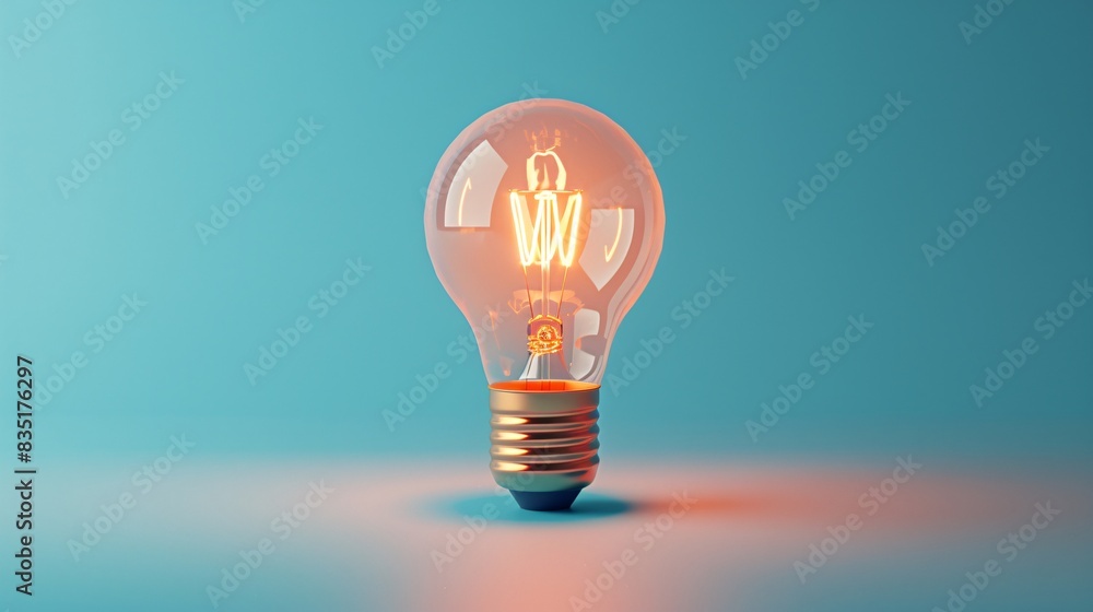 Creative light bulb glowing on blue background, symbolizing inspiration, innovation, and bright ideas. Perfect for creativity and brainstorming themes. 3D Illustration. Creative light bulb glowing on blue background, symbolizing inspiration, innovation, and bright ideas. Perfect for creativity and brainstorming themes. 3D Illustration.