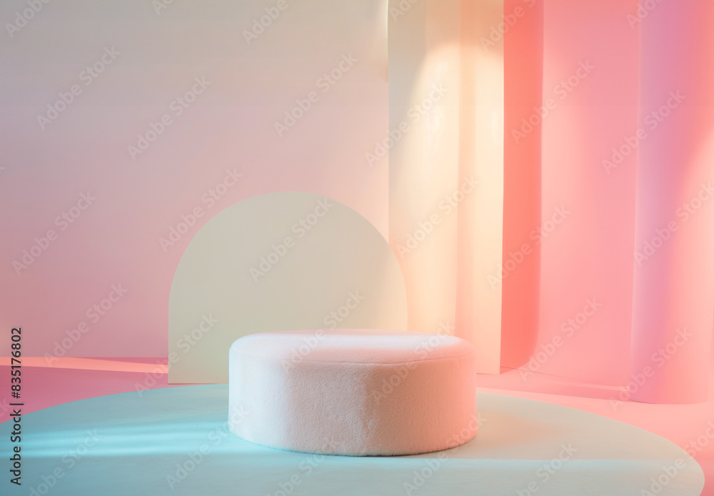 Pastel fluffy soft Wool Podium with Dreamy Diffused Lighting for Product Display Background Pastel fluffy soft Wool Podium with Dreamy Diffused Lighting for Product Display Background