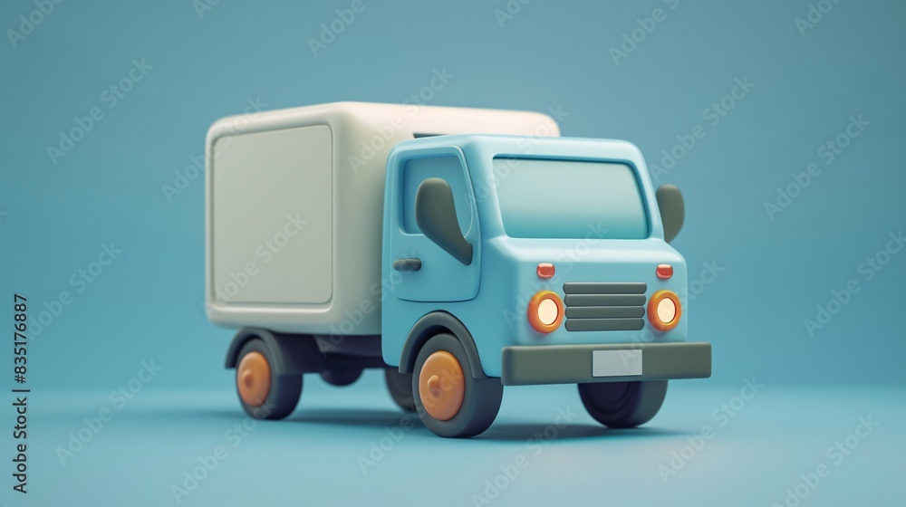 Cute, minimalist 3D illustration of a small delivery truck in pastel colors, perfect for logistics-related designs or playful themes. 3D Illustration. Cute, minimalist 3D illustration of a small delivery truck in pastel colors, perfect for logistics-related designs or playful themes. 3D Illustration.