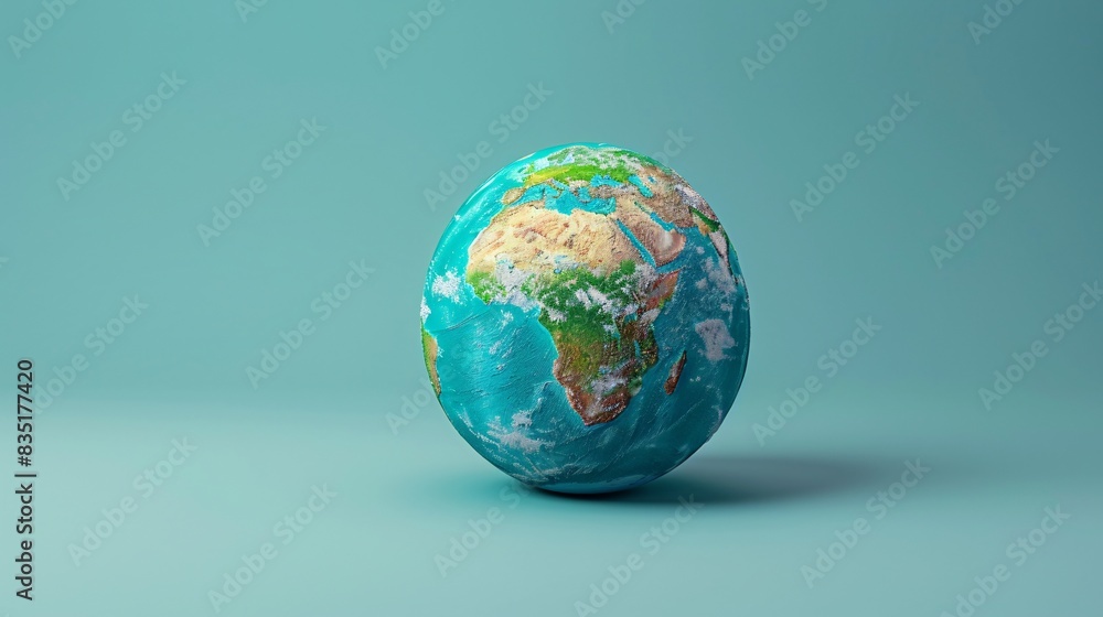 Detailed 3D rendering of Earth globe on light blue background showing continents and oceans, representing global geography and environment. 3D Illustration. Detailed 3D rendering of Earth globe on light blue background showing continents and oceans, representing global geography and environment. 3D Illustration.