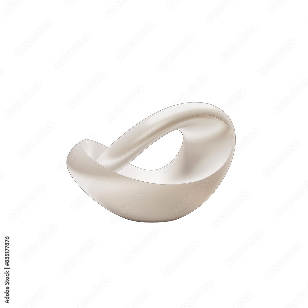 A modern, abstract, white ceramic sculpture with smooth curves and an open design element, isolated on a transparent background. A modern, abstract, white ceramic sculpture with smooth curves and an open design element, isolated on a transparent background.