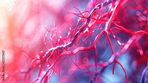 Arteries and veins. Medical concept on blurred background