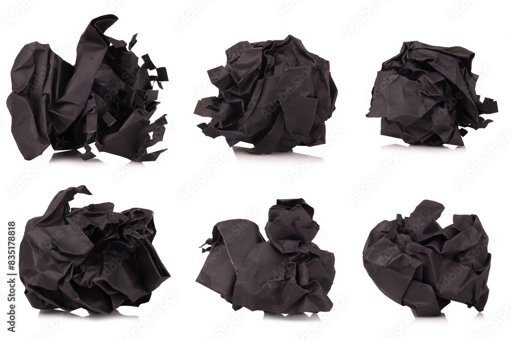 paper ball black isolated on white background paper ball black isolated on white background