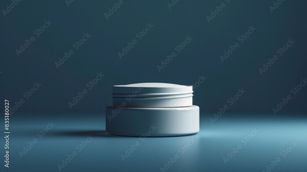 A white jar with a blue background A white jar with a blue background
