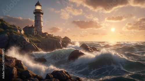 Amazing landscape sea and old lighthouse © Damian Sobczyk
