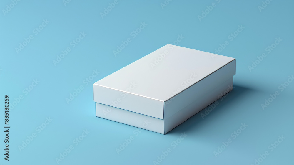 A white box is sitting on a blue surface A white box is sitting on a blue surface