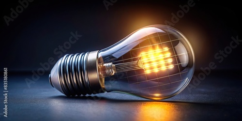 Solar cell bulb emitting light in a dark room, solar, cell, bulb, light, energy, sustainable, renewable, technology, eco-friendly, electricity, innovation, environmentally friendly photo