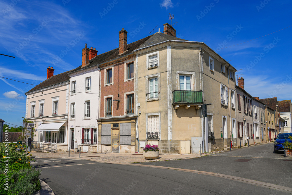 Narrow street of the historic center of Château-Landon, a rural village of the Gâtinais in the French department of Seine-et-Marne, France Narrow street of the historic center of Château-Landon, a rural village of the Gâtinais in the French department of Seine-et-Marne, France