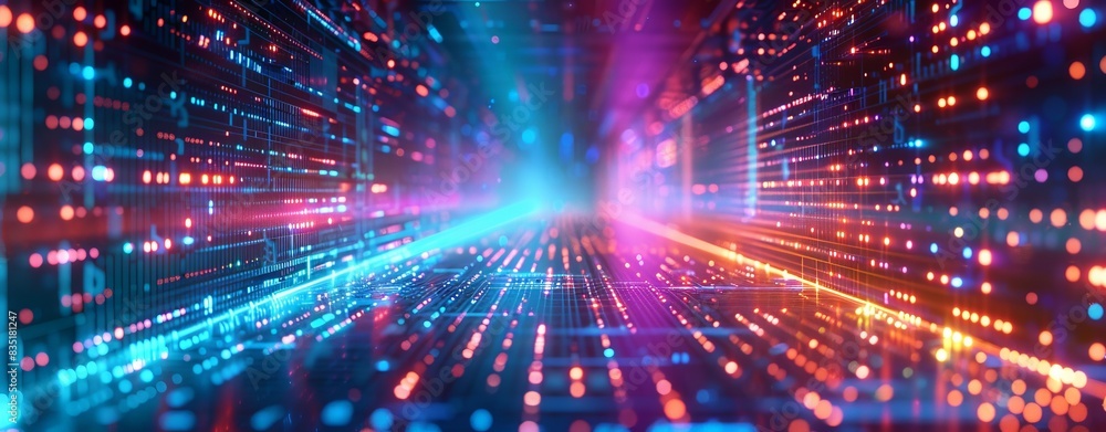 Dynamic digital abstract with a blur effect, symbolizing high-speed data transfer in tech and AI. Dynamic digital abstract with a blur effect, symbolizing high-speed data transfer in tech and AI.