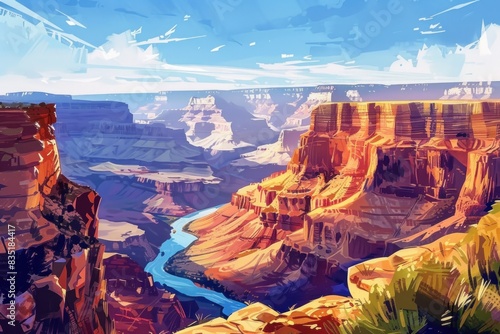 Postcard with landscape of The Grand Canyon and Colorado River, United States