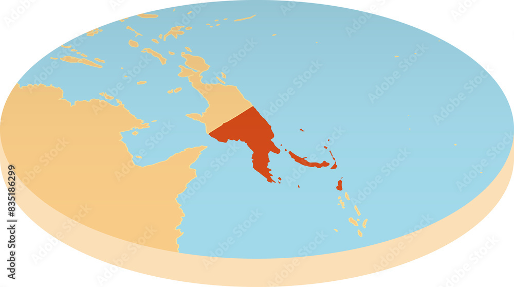 Obraz premium Papua New Guinea oval map