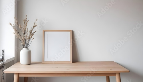 Clean Aesthetic Scandinavian style table with decorations. Zen. Spiritual 