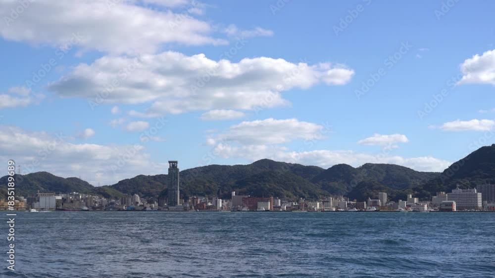 Shimonoseki Kanmon Straits and Kitakyushu Moji town in Yamaguchi, Japan Shimonoseki Kanmon Straits and Kitakyushu Moji town in Yamaguchi, Japan