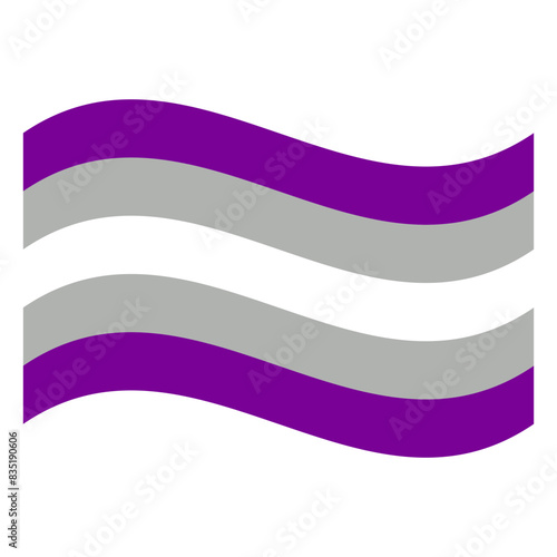 Wavy Graysexual Pride Flag Isolated in White