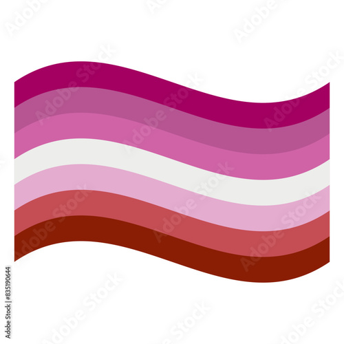 Wavy Lipstick Lesbian Pride Flag Isolated in White