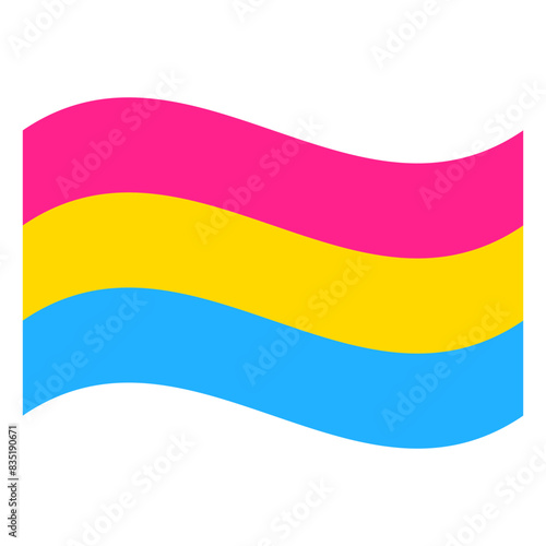 Wavy Pansexual Pride Flag Isolated in White