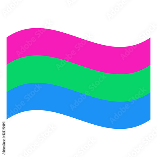 Wavy Polysexual Pride Flag Isolated in White