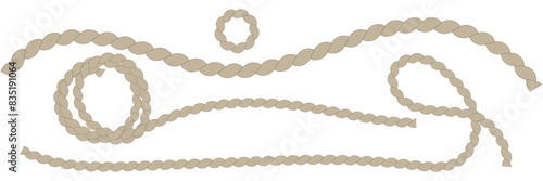 The rope icon. Black silhouette of a bundle of rope or twine. Vector illustration isolated on a white background for design and web. Rope icon vector illustration.