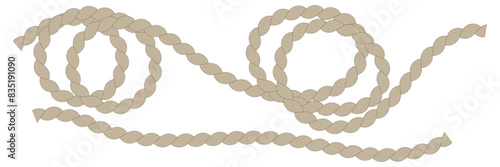 The rope icon. Black silhouette of a bundle of rope or twine. Vector illustration isolated on a white background for design and web. Rope icon vector illustration.