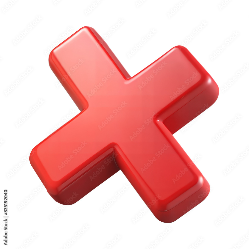 red cross button 3D icon red cross button 3D icon