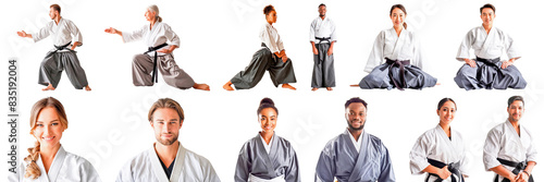 Aikido silhouette isolated set png collection martial art photo