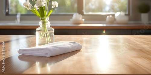 Dust off the kitchen table to make it clean. Concept Cleaning, Home improvement, Organization