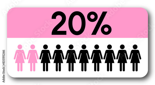 20 percent people icon vector graphic  Woman pictogram concept  20-100. Vector Female Icon and 20  Symbol