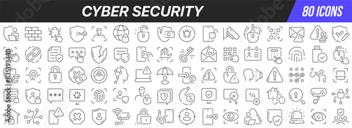 Cyber security line icons collection. Big UI icon set in a flat design. Thin outline icons pack. Vector illustration EPS10