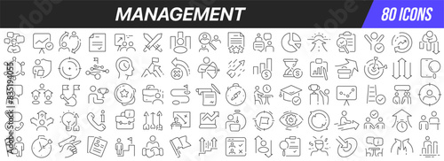 Management line icons collection. Big UI icon set in a flat design. Thin outline icons pack. Vector illustration EPS10