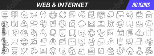 Web and internet line icons collection. Big UI icon set in a flat design. Thin outline icons pack. Vector illustration EPS10