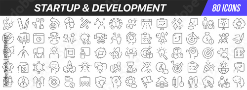 Startup and development line icons collection. Big UI icon set in a flat design. Thin outline icons pack. Vector illustration EPS10