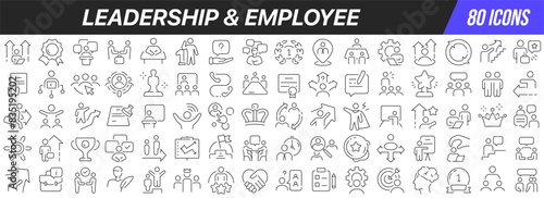 Leadership and employee line icons collection. Big UI icon set in a flat design. Thin outline icons pack. Vector illustration EPS10