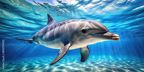Beautiful dolphin gracefully swimming in deep blue waters  dolphin  swimming  ocean  graceful  marine life  wildlife  underwater  aquatic  deep blue  sea creature  elegant