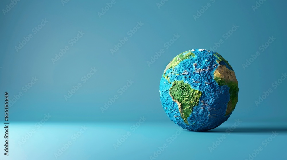 Small globe model on blue background representing Earth. Perfect for educational and environmental concepts. 3D Illustration. Small globe model on blue background representing Earth. Perfect for educational and environmental concepts. 3D Illustration.