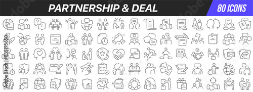 Partnership and deal line icons collection. Big UI icon set in a flat design. Thin outline icons pack. Vector illustration EPS10