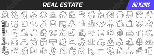 Real estate line icons collection. Big UI icon set in a flat design. Thin outline icons pack. Vector illustration EPS10