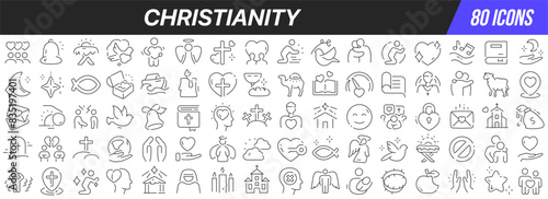 Christianity line icons collection. Big UI icon set in a flat design. Thin outline icons pack. Vector illustration EPS10