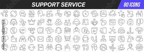Support and service line icons collection. Big UI icon set in a flat design. Thin outline icons pack. Vector illustration EPS10