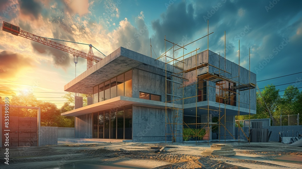 A New Modern Home Is Now Under Construction. A New Modern Home Is Now Under Construction.