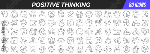 Positive thinking line icons collection. Big UI icon set in a flat design. Thin outline icons pack. Vector illustration EPS10