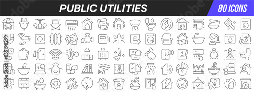 Public utilities line icons collection. Big UI icon set in a flat design. Thin outline icons pack. Vector illustration EPS10 photo