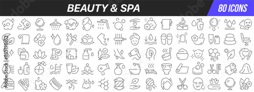 Beauty and spa line icons collection. Big UI icon set in a flat design. Thin outline icons pack. Vector illustration EPS10