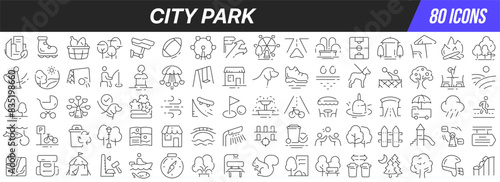 City park line icons collection. Big UI icon set in a flat design. Thin outline icons pack. Vector illustration EPS10