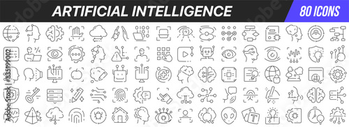 Artificial intelligence line icons collection. Big UI icon set in a flat design. Thin outline icons pack. Vector illustration EPS10