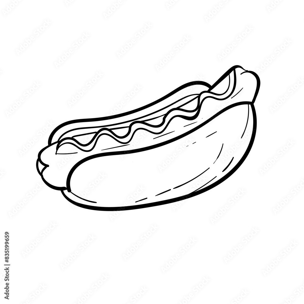 hotdog lineart simple style. fast food illustration in line art. hotdog design for fast food branding, FnB, Fast food restaurants hotdog lineart simple style. fast food illustration in line art. hotdog design for fast food branding, FnB, Fast food restaurants