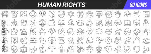 Human rights line icons collection. Big UI icon set in a flat design. Thin outline icons pack. Vector illustration EPS10